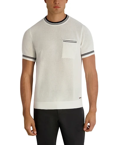 Karl Lagerfeld Paris Men's Regular-Fit Short-Sleeve Knitted Crewneck T-Shirt