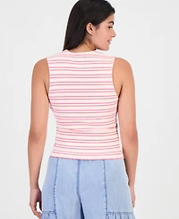Madden Girl Juniors' Striped Ribbed Knit Sleeveless Top