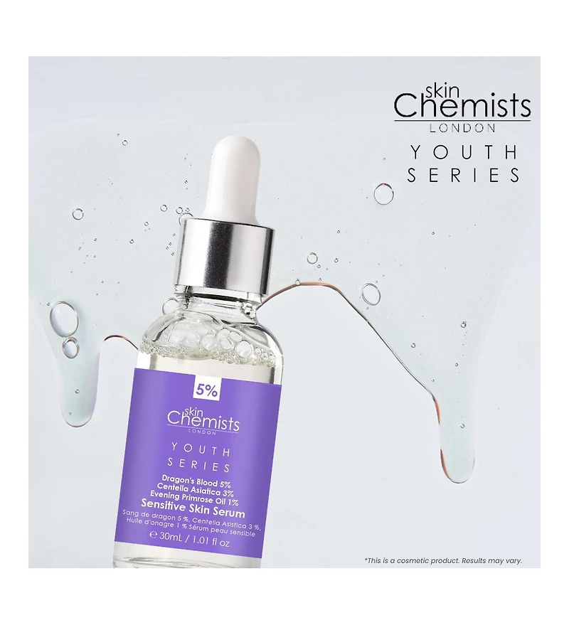 skinChemists Anti-Aging Sensitive Skin Serum Dragon's Blood 5%, Centella Asiatica 3%, Evening Primrose Oil 1% 30ml