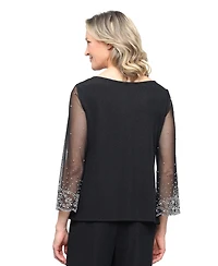 Alex Evenings Women's Boat Neck Metallic Knit Top