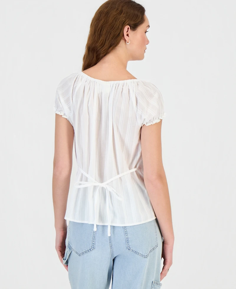 Self Esteem Juniors' Puff Sleeve Tie Back Top