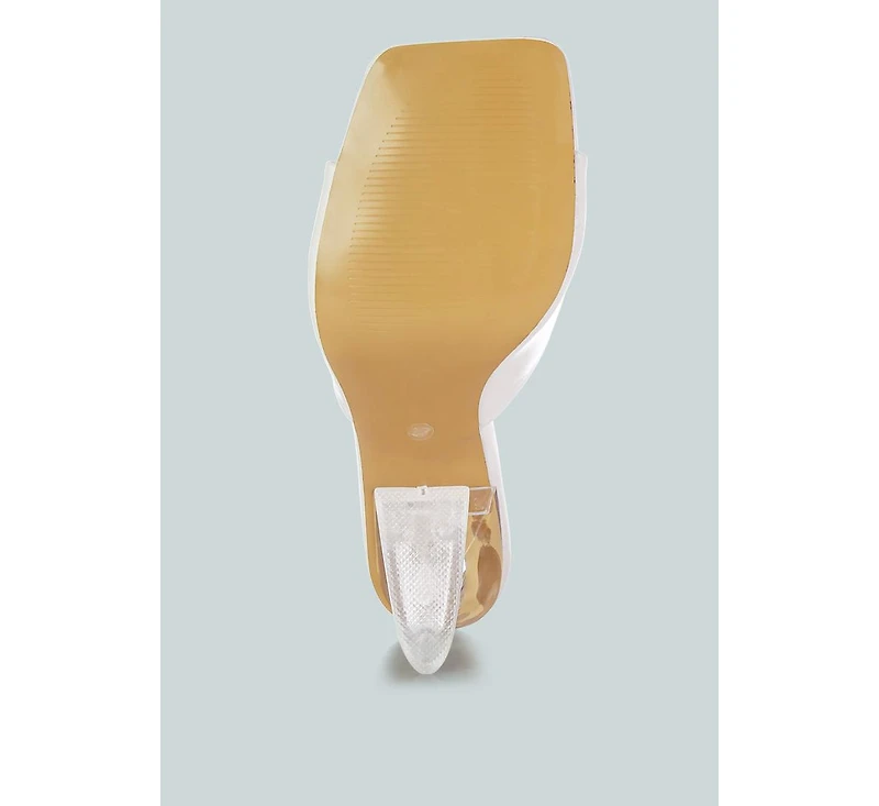 Womens Sweet16 Clear Spool Heel Sandals