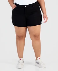 Madden Girl Trendy Plus Frayed A-Line Denim Shorts