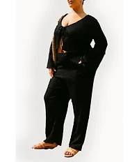 Fashion-szn Curve Women's Curve Crochet Tie Front Resort Top