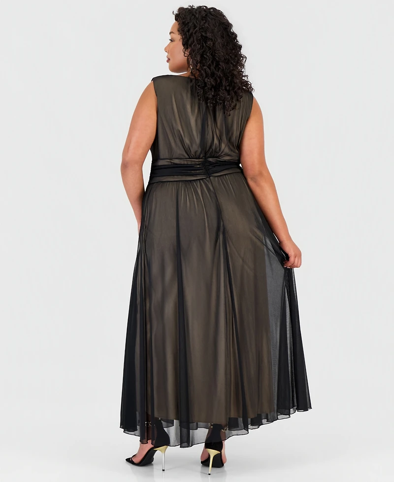 Connected Plus Matte Chiffon Sleeveless V-Neck Dress
