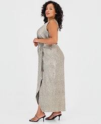 Connected Plus Sleeveless Surplice Flower-Detail Dress
