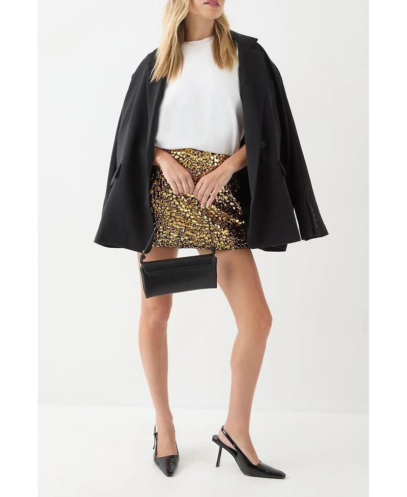 MissPap Women's Studded Sequin Embellished Mini Skirt