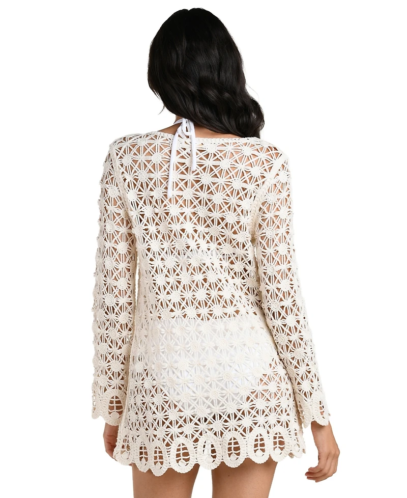La Blanca Women's Serenity Crochet Cover-Up Kimono
