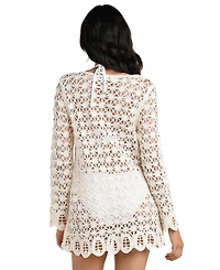 La Blanca Women's Serenity Crochet Cover-Up Kimono