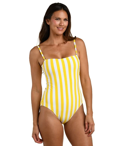 La Blanca Women's Coastal Club House Reversible Bandeau Neck One-Piece Swimsuit