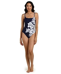 La Blanca Women's Mariner Blooms Scoop Neck One-Piece Swimsuit
