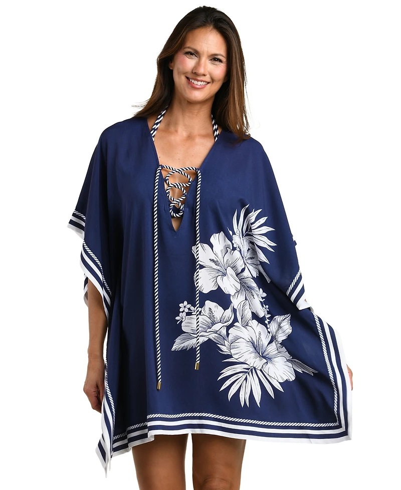 La Blanca Women's Mariner Blooms Printed Cover-Up Caftan