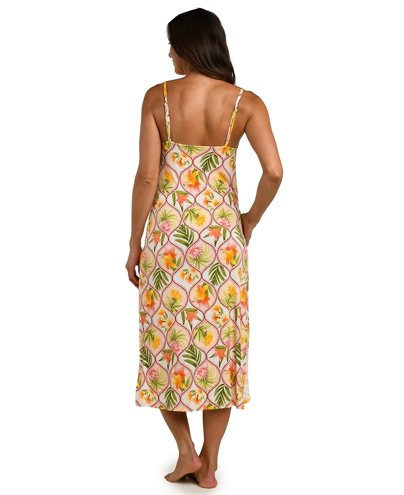 La Blanca Women's Palm Nouveau Scoop Neck Cover-Up Dress