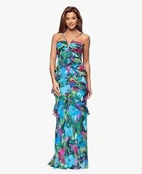 Xscape Women's V-Neck Tiered Gown