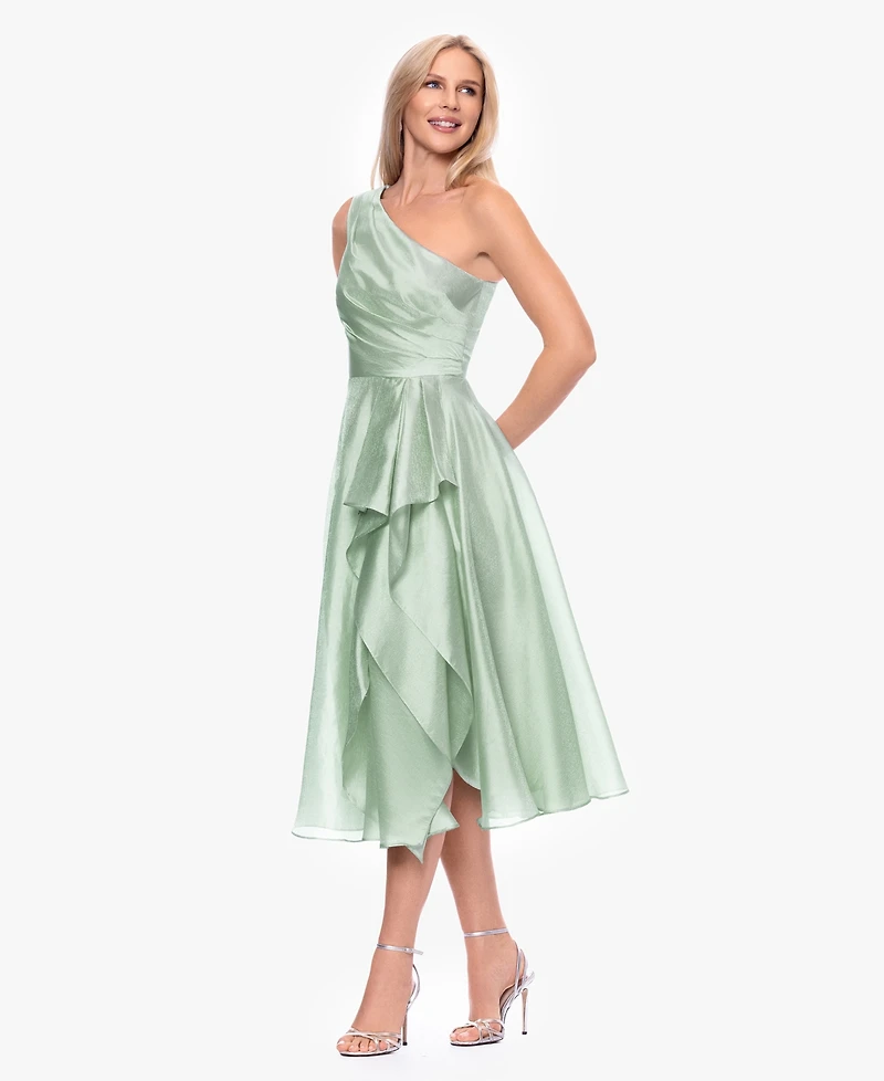 Xscape Women's One-Shoulder Sleeveless Metallic Dress