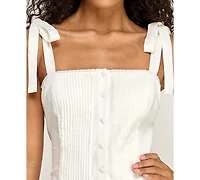 Seni & Cade Women's Tie-Shoulder Square Neck Mini Dress