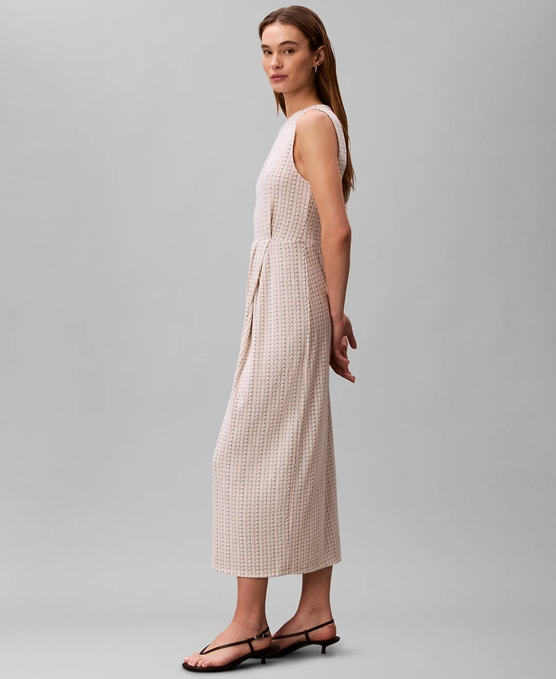 Calvin Klein Women's Printed Jersey Round Neck Sleeveless Midi Dress