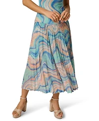 Adrianna Women's Pleated Skirt Printed Midi Dress