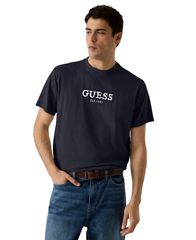 Guess Men's Logo Contrast Crewneck T-Shirt