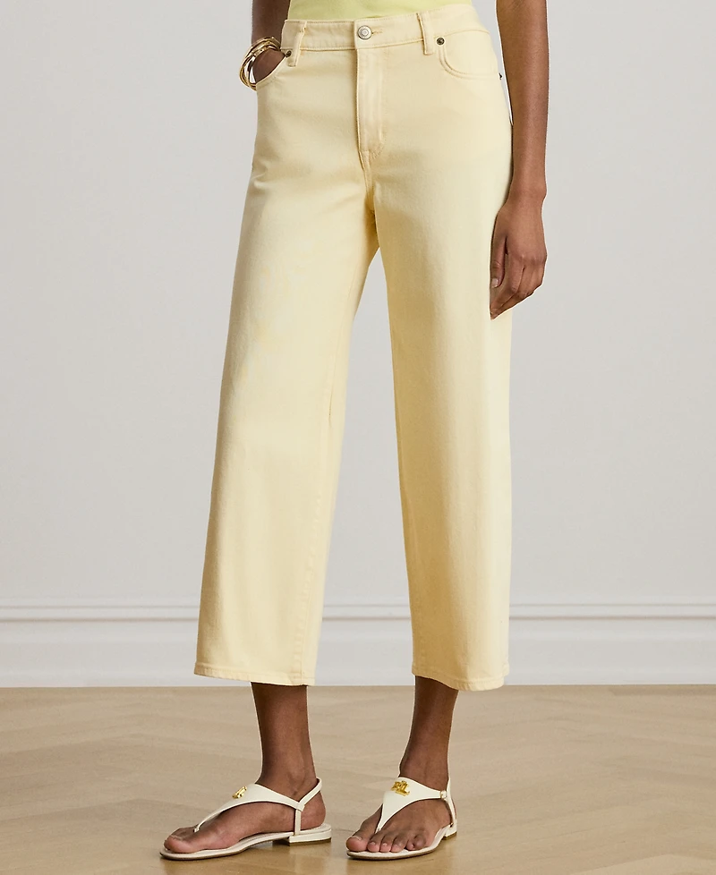 Lauren Ralph Petite High-Rise Wide-Leg Cropped Jeans