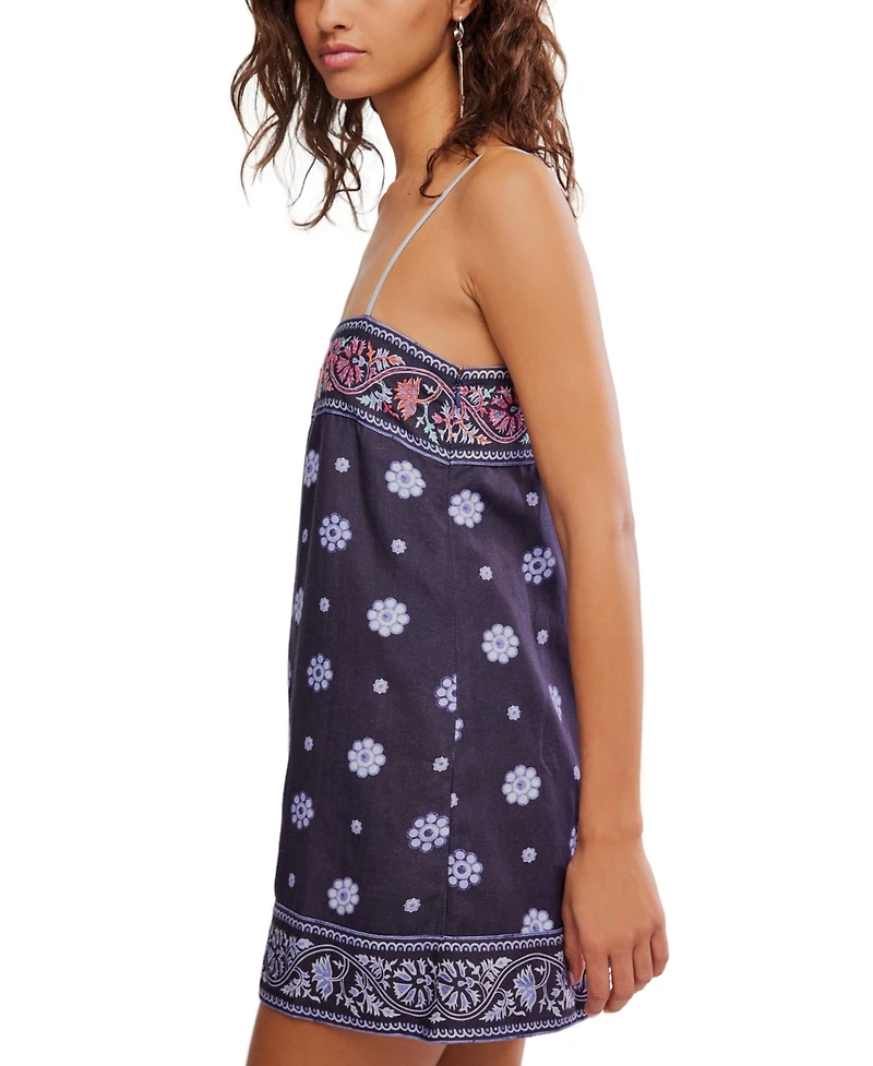 Free People Women's Printed Straight Neck Mini Dress