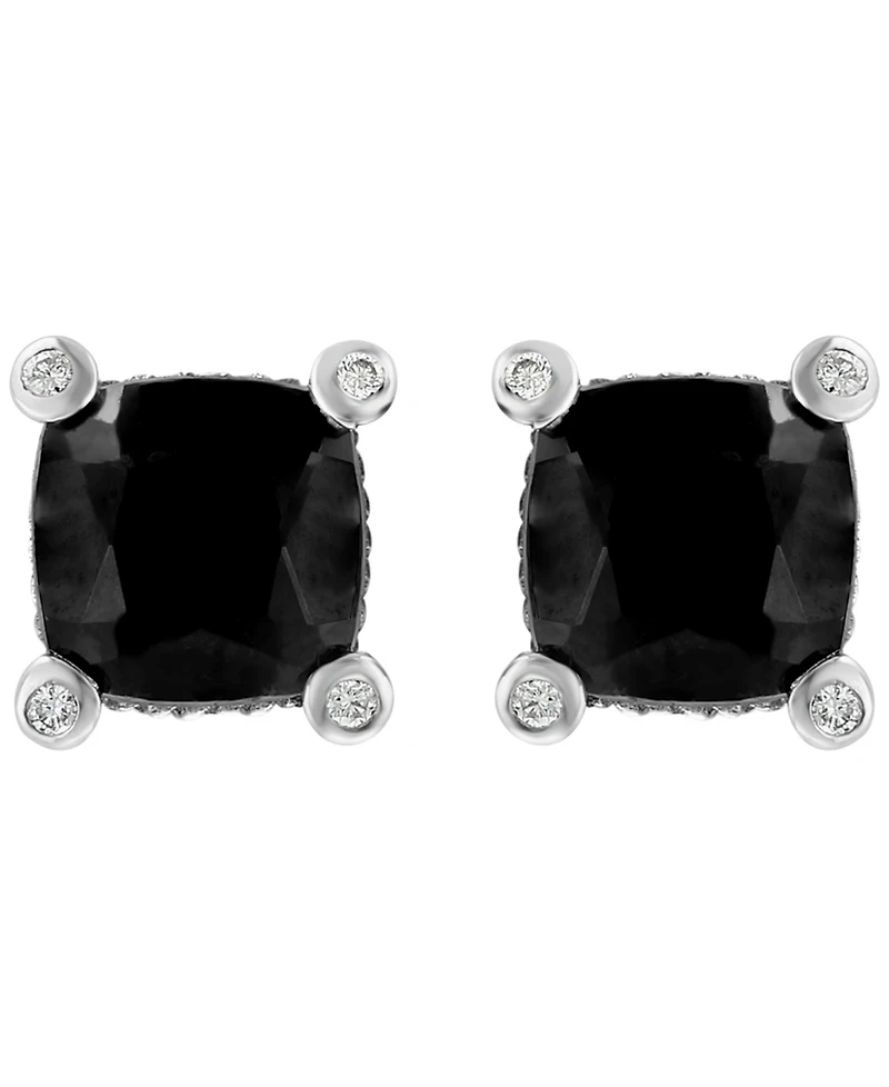 Effy Collection Diamond (1/20 ct. t.w.) and Onyx Earrings in Sterling Silver