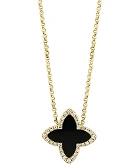 Effy Collection Onyx & Diamond (1/10 ct. t.w.) Pendant Necklace in 14k Yellow Gold