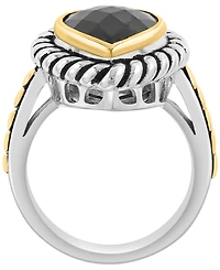 Effy Collection Onyx Ring in Sterling Silver with 18k Yellow Gold
