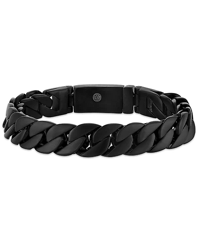 Esquire Men's Jewelry Black Double-Layer Curb Chain Bracelet in Stainless Steel