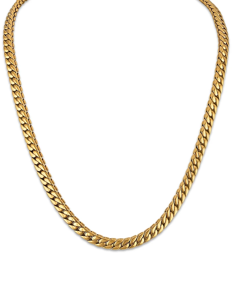 Esquire Men's Jewelry Polished Double Layer Chain Necklace in Yellow-Plated Stainless Steel