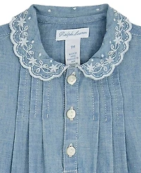 Ralph Lauren Baby Girls' Indigo Cotton Chambray Dress and Bloomer