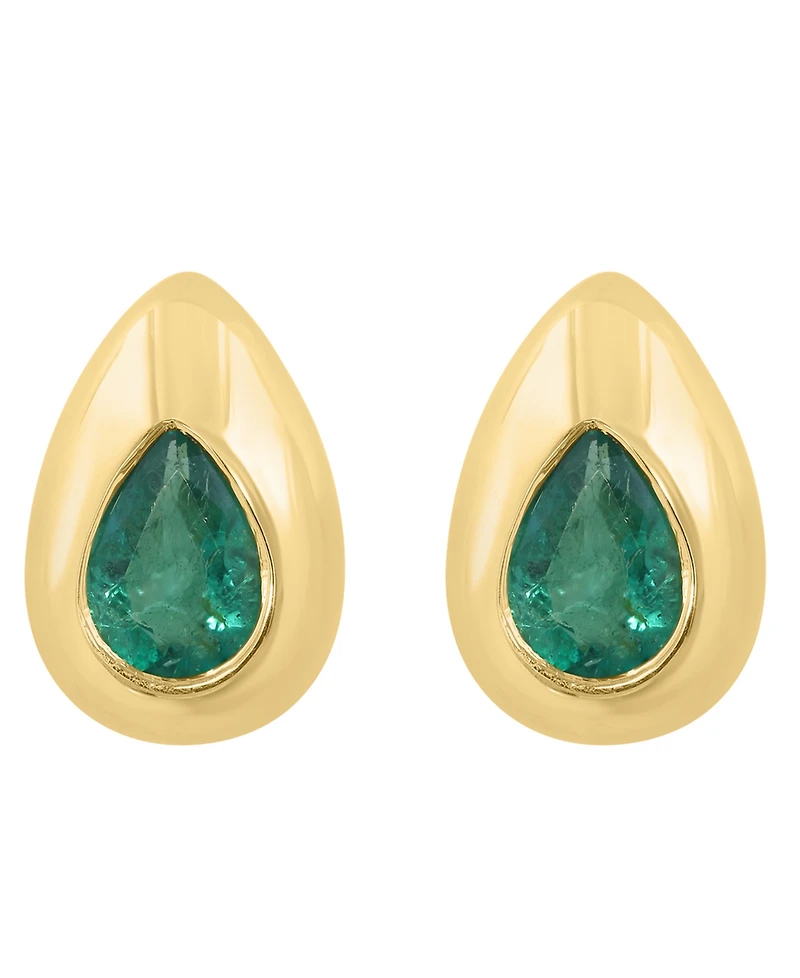 Effy Collection Emerald (1/6 ct. t.w.) Pear Earrings in 14k Yellow Gold