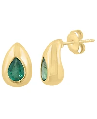Effy Collection Emerald (1/6 ct. t.w.) Pear Earrings in 14k Yellow Gold