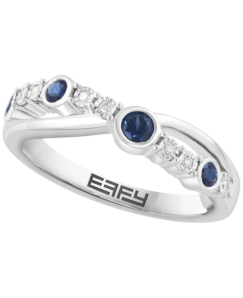 Effy Collection Sapphire (1/3 ct. t.w.) & Diamond (0.03 ct. t.w.) Ring in Sterling Silver