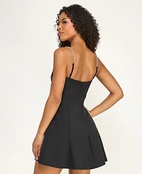 Seni & Cade Juniors' Scoop Neck Chain-Link Straps Flared Dress