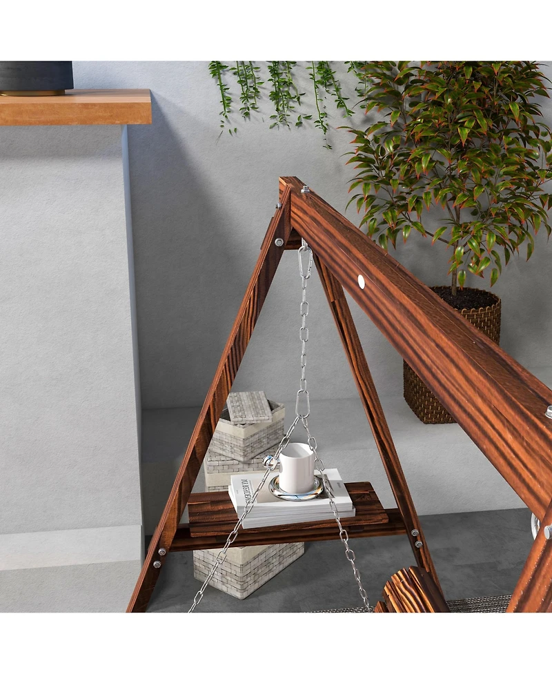 Outsunny 2-Seat Patio Swing Chair, Porch Swing with Sd,