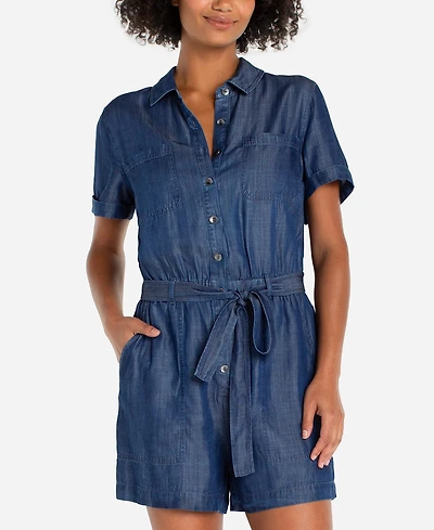 Liverpool Los Angeles Women's Short-Sleeve Self-Tie Romper