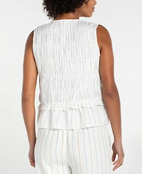 Liverpool Los Angeles Women's Sleeveless Tie-Front Smocked Top