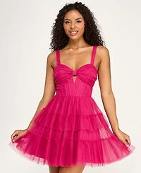 Seni & Cade Juniors' Sweetheart Neck Tiered Skirt Dress