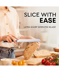 Zulay Kitchen Serrated Bread Knife - Stainless Steel for Homemade Bread, Cake, Bagel
