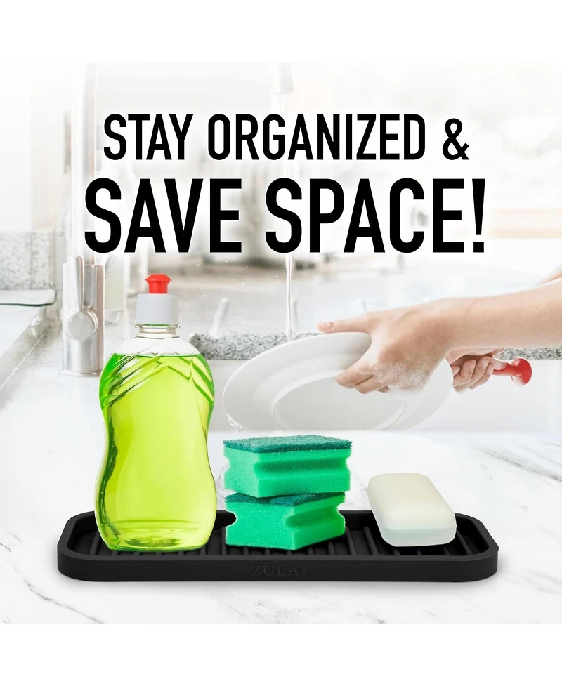 Silicone Sponge Holder for Kitchen Sink - Flexible Multipurpose Soap Tray Organizer