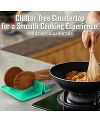 Silicone Utensil Rest with Drip Pad for Multiple Utensils