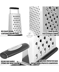 4-Sided Cheese Grater - Stainless Steel Grater With Easy Grip Handle & Anti-Skid Base (Large)