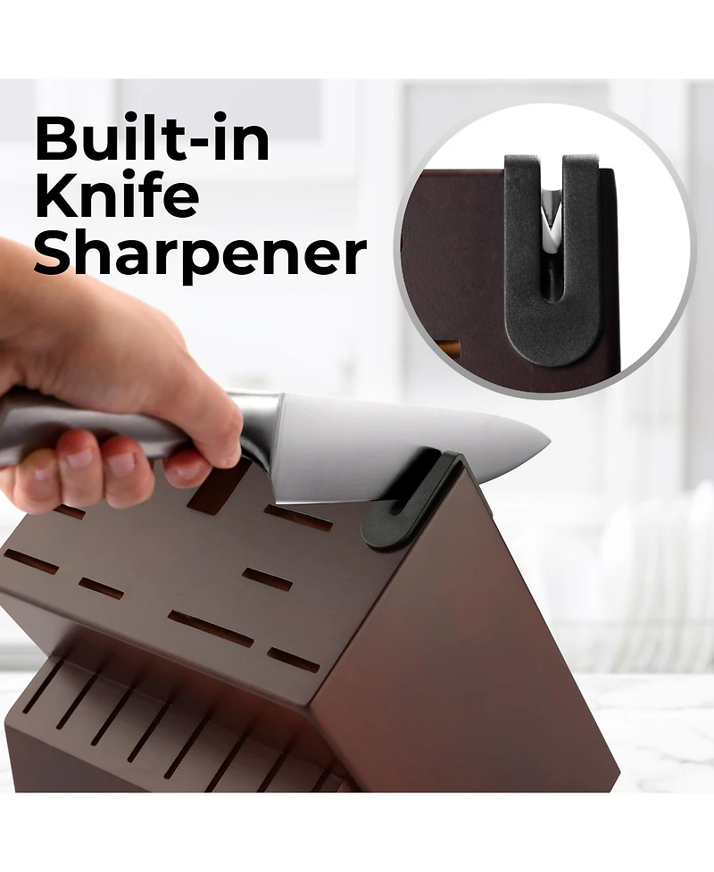 20-Piece Stainless Steel Kitchen Knife Set with Built-in Sharpener