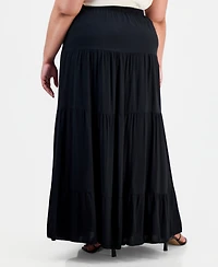 Full Circle Trends Trendy Plus Tiered Pull-On Maxi Skirt