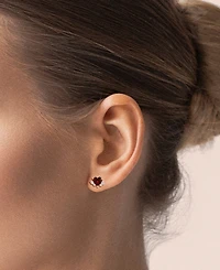 Lali Jewels Garnet (3/4 ct. t.w.) & Diamond (1/10 ct. t.w.) Heart Stud Earrings in 14k Rose Gold