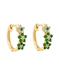 Lali Jewels Emerald (1/3 ct. t.w.) & Diamond (1/8 ct. t.w.) Extra-Small Hoop Earrings in 14k Yellow Gold, 0.15"