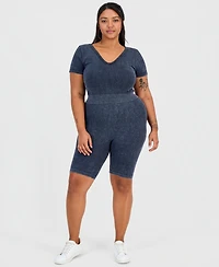 Full Circle Trends Trendy Plus Seamless Ribbed Pull-On Shorts