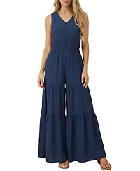 Ny Collection Women's Sleeveless Flare-Leg Jumpsuit