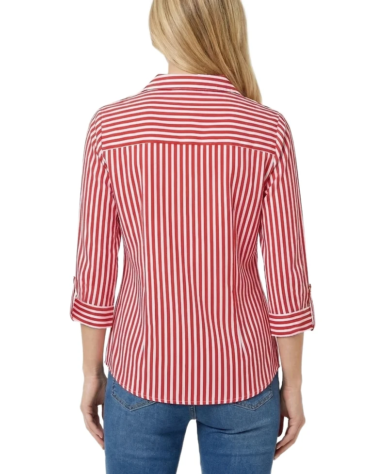 Ny Collection Women's Point Collar Top with Pockets